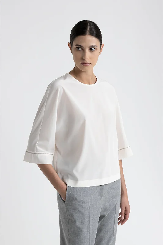 Stretch silk crepe de chine blouse Textured Cotton Blouse