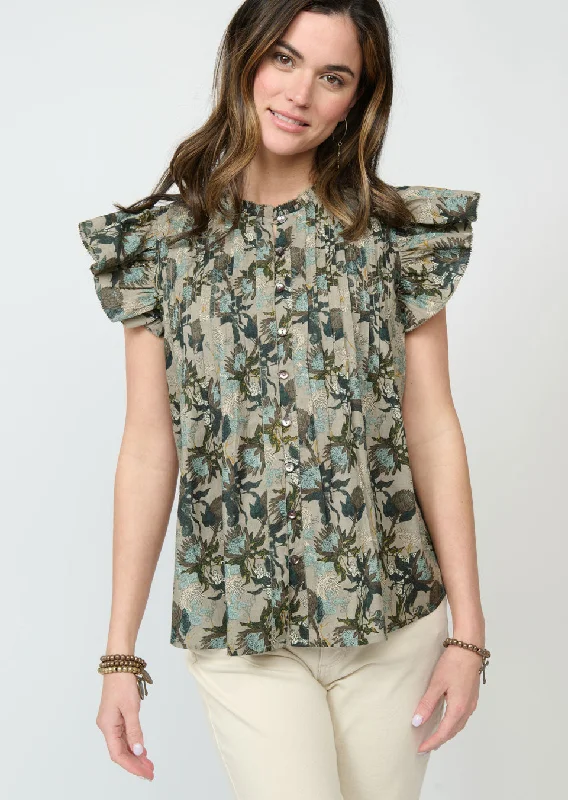 IVY JANE TUCKED AND RUFFLES BLOUSE Soft Knit Blouse