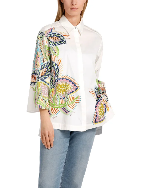 Beaded Floral Blouse Business Casual Blouse