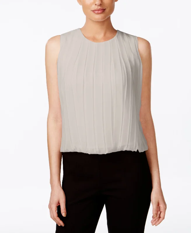 Calvin Klein Sleeveless Pleated Blouse Relaxed Fit Blouse