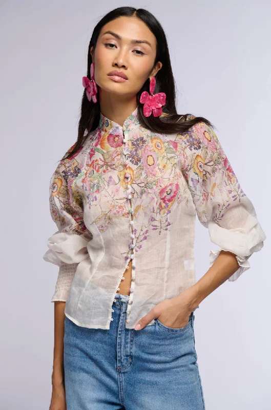 CARMELLIA FLORAL BUTTON DOWN BLOUSE Romantic Lace Blouse