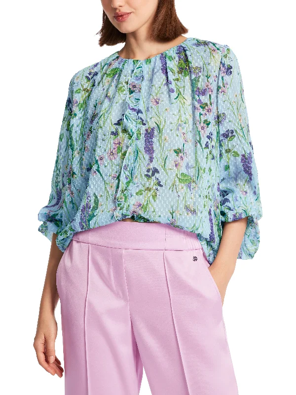 Floral Sheer Blouse Chic Off-Shoulder Blouse