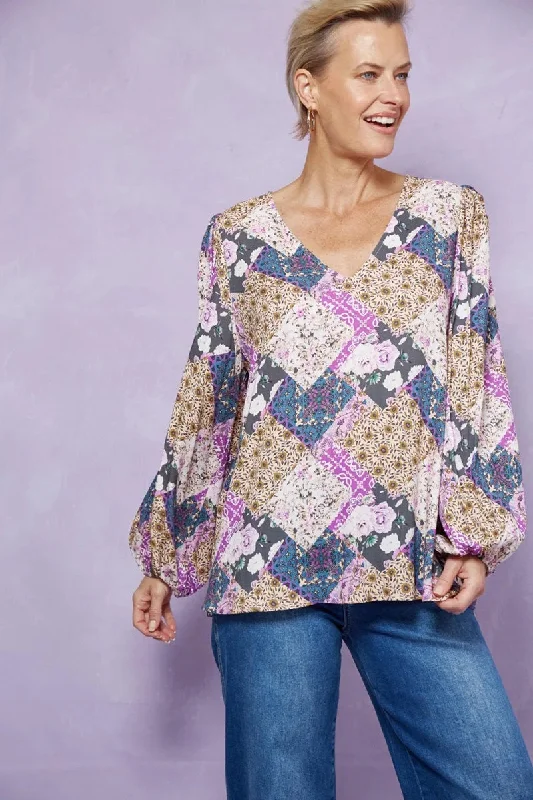 Isle Of Mine - Coppola V Blouse - Violet Muse Chic Wrap Blouse