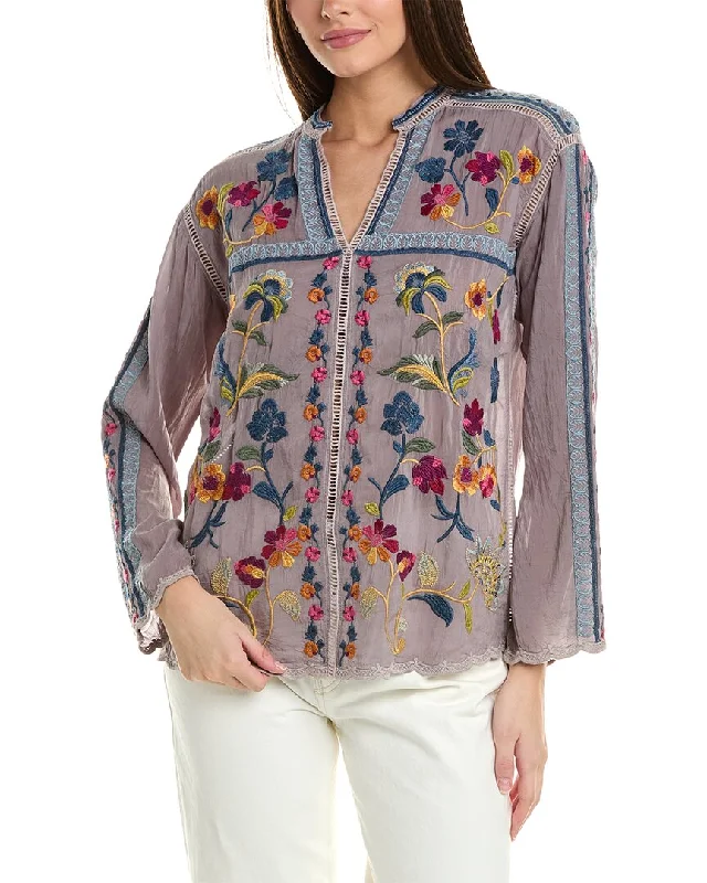 Johnny Was Vanessa Blouse Embroidered Cotton Blouse