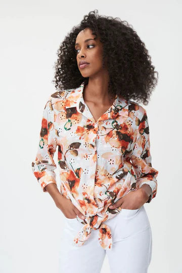 Joseph Ribkoff Vanilla/Multi Blouse Style 232218 Polished Work Blouse