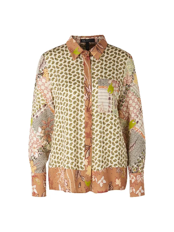 Long Sleeve Patterned Blouse Peter Pan Collar Blouse