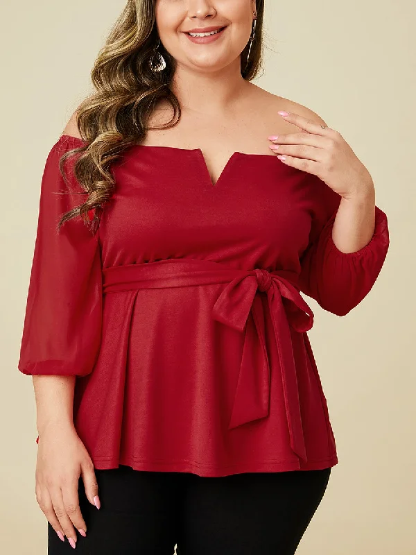 Plus Size Off The Shoulder Blouse Chic Wrap Blouse