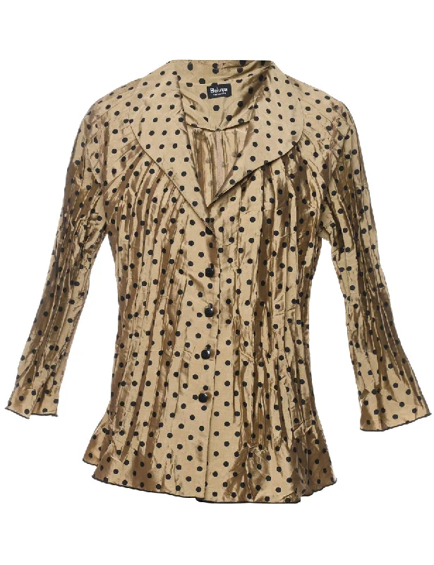 Polka Dots Evening Blouse - L Modern Work Blouse