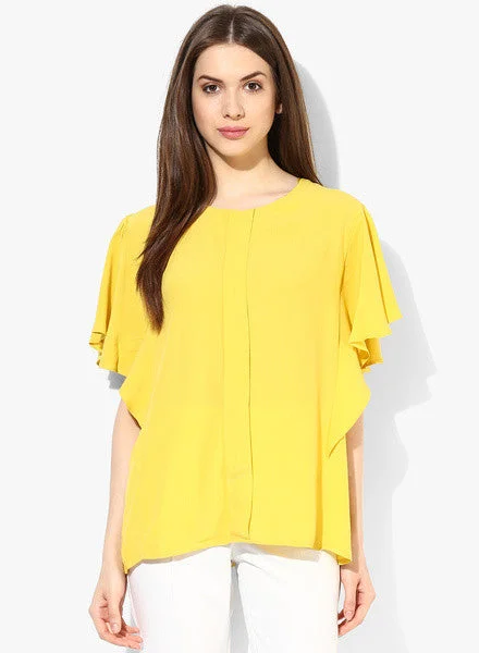 Mango Ruffled Sleeve Blouse High Neck Blouse