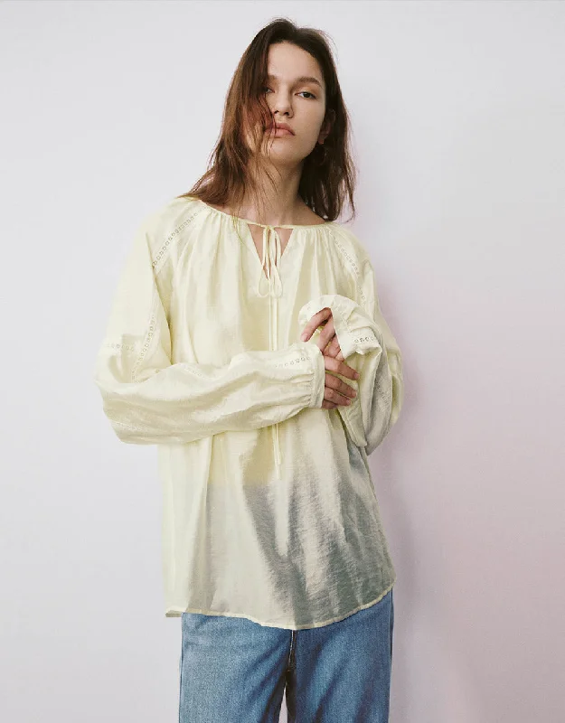 Raglan Sleeve Crew Neck Blouse Flowy Bohemian Blouse