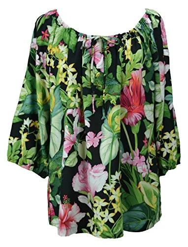 RJC Womens Parakeet Lush Garden Peasant Blouse Sleeveless Chiffon Blouse