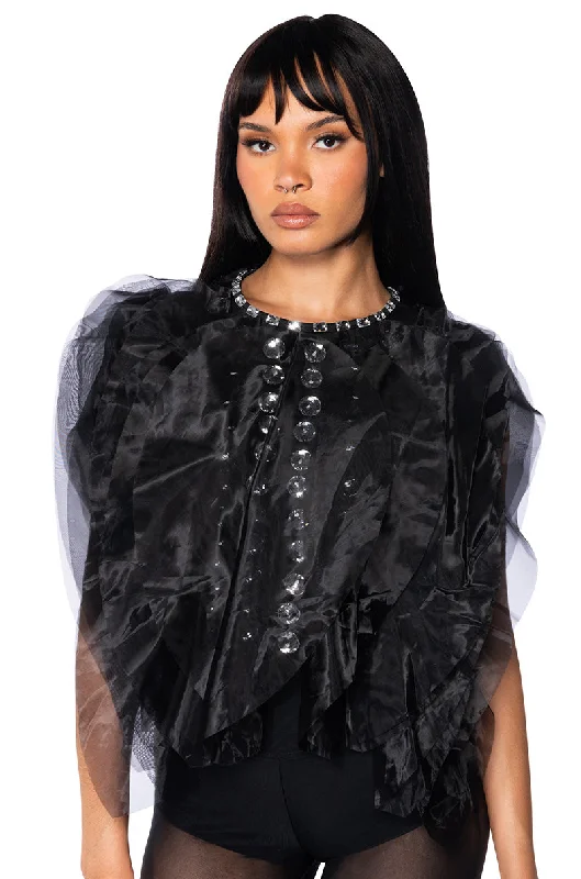 SEARCHING FOR YOU LAYERED ORGANZA BLOUSE Stretchy Fitted Blouse