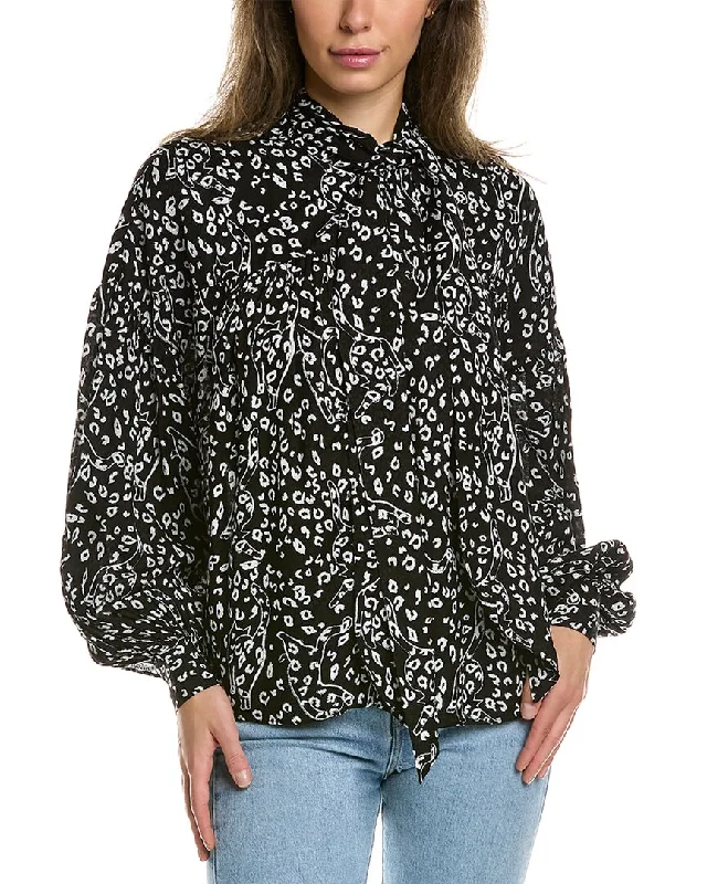 Ted Baker Bow Neck Blouse Embroidered Floral Blouse