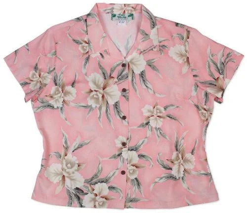 Two Palms Women's Retro Orchid Fitted Blouse Lightweight Chiffon Blouse