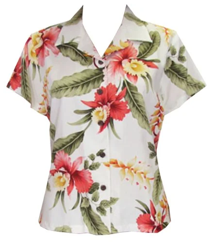 Two Palms women's Sonic Orchid Fitted Blouse Elegant Silk Blouse