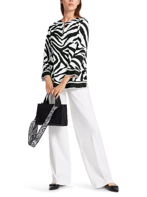 Zebra Print Blouse Versatile Layering Blouse