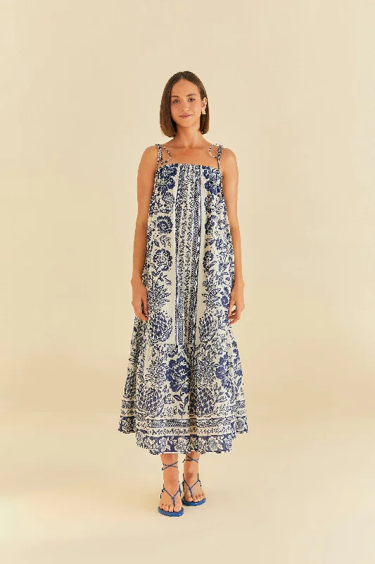 Blue Pineapple Garden Maxi Dress Cozy Ruffle Sleeve Maxi Dress