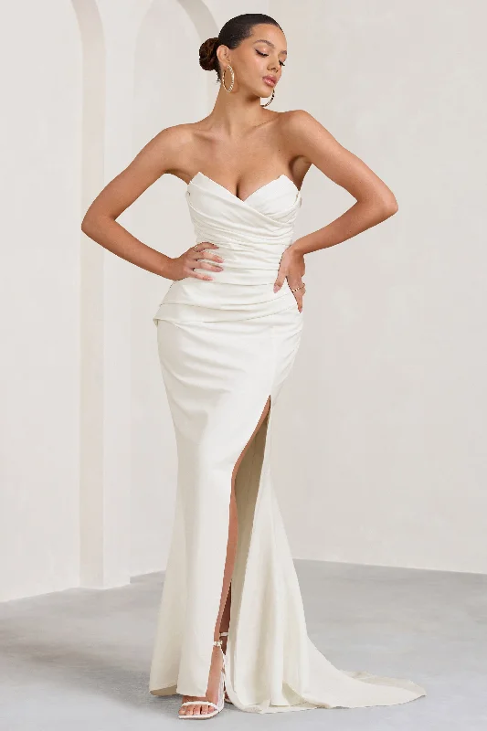 Elene | White Pleated Split Fishtail Maxi Dress Chic Summer Maxi Dress