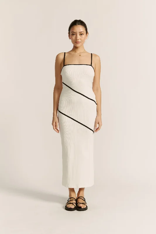 Elia White Contrast Maxi Dress Chic Off-Shoulder Maxi Dress