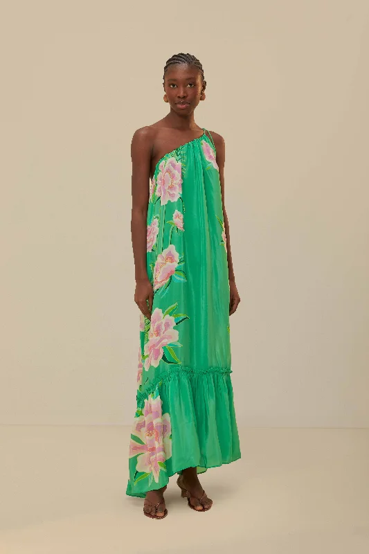 Green Floral Vibing Maxi Dress Stylish Boho Maxi Dress