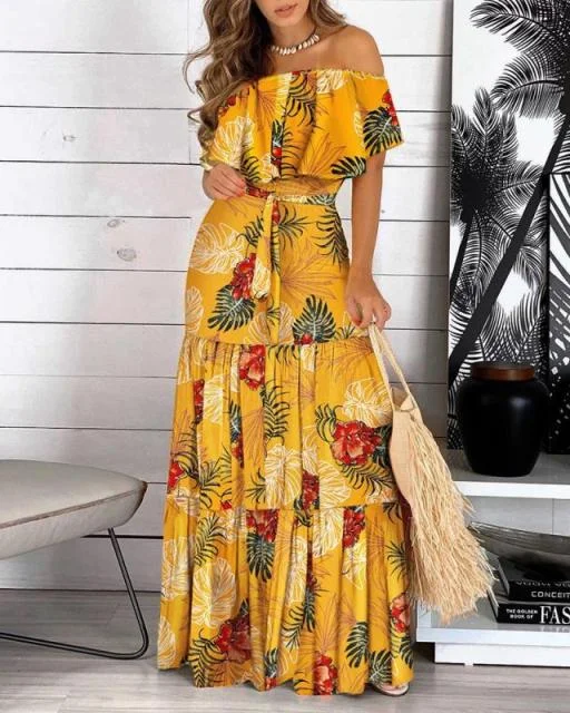 Long Ruffle Maxi Dress Stylish Longline Maxi Dress