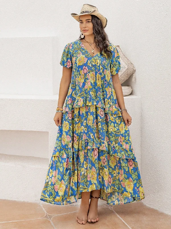 PLUS SIZE Aiden Maxi Dress - Blue Cozy Open-Back Maxi Dress