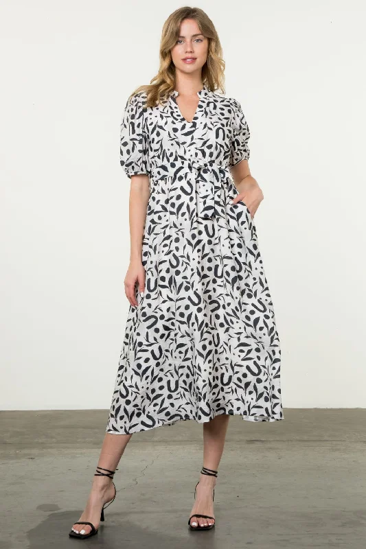 Puff Sleeve Print Maxi Dress Trendy Floral Print Maxi Dress