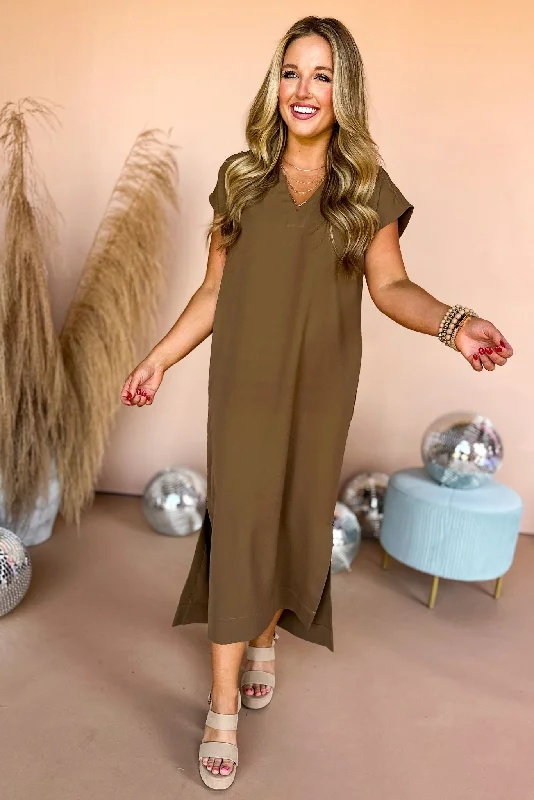 SSYS The Iris Maxi Dress In Mocha Comfortable Satin Maxi Dress