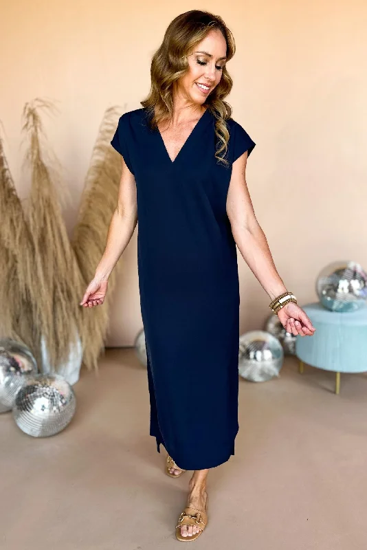 SSYS The Iris Maxi Dress In Navy Elegant Sleeveless Maxi Dress