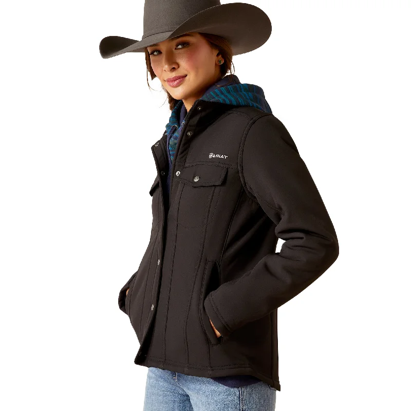 10046445 Ariat Women's Berber Back Softshell Jacket Denim Fabric Leather Fabric Suede Fabric