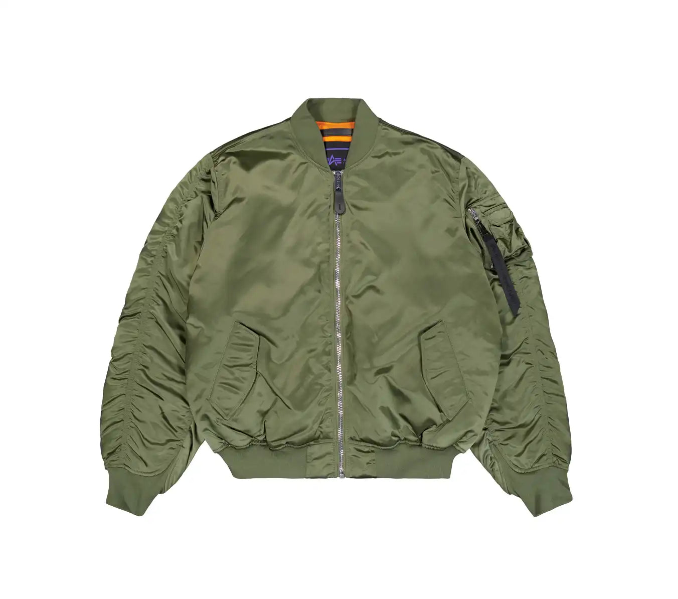 Alpha Industries UV MA-1 Bomber Jacket - Sage Green Zip Front Button Front Snap Front