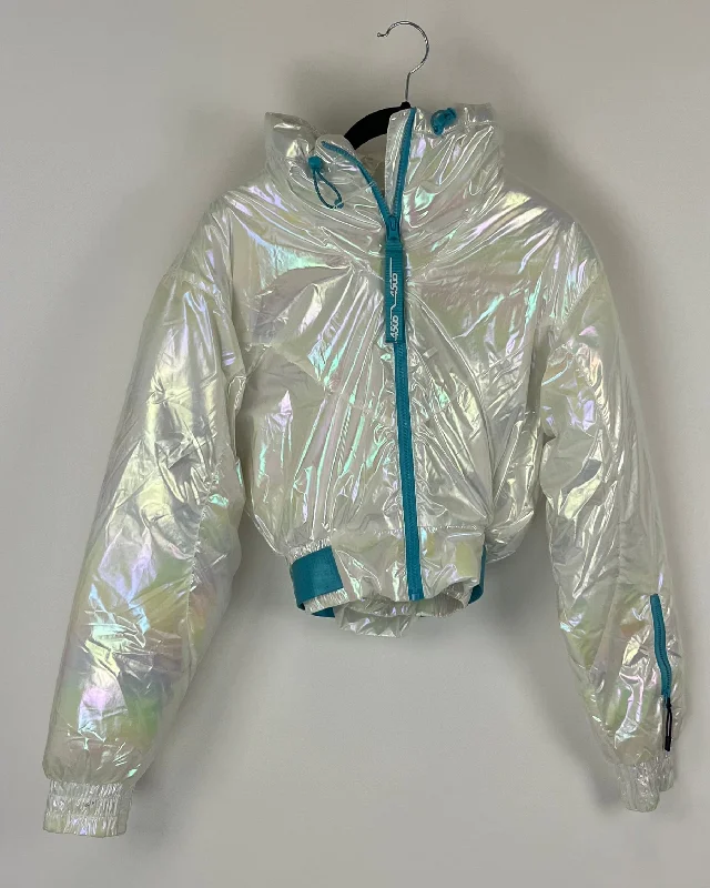 Asos Ski and Snow Cropped Iridescent Jacket - Size 2 Print Jacket Jacquard Jacket Patchwork Jacket