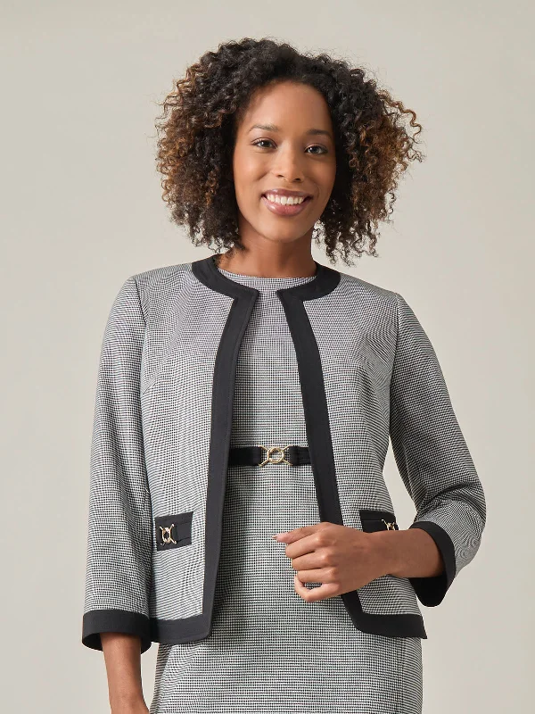 Bradshaw Jacket, Houndstooth Ribbed Jacket Pleated Jacket Ruffled Jacket