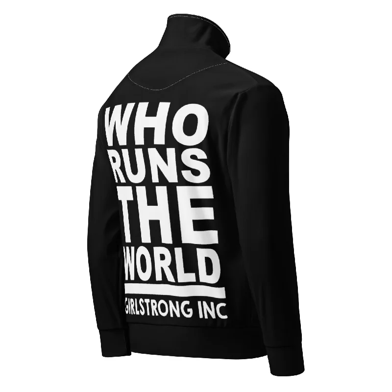 GS GRAPHIX TRACK JACKET BLACK - WHO RUNS THE WORLD Toggled Jacket Drawstring Jacket Belted Jacket