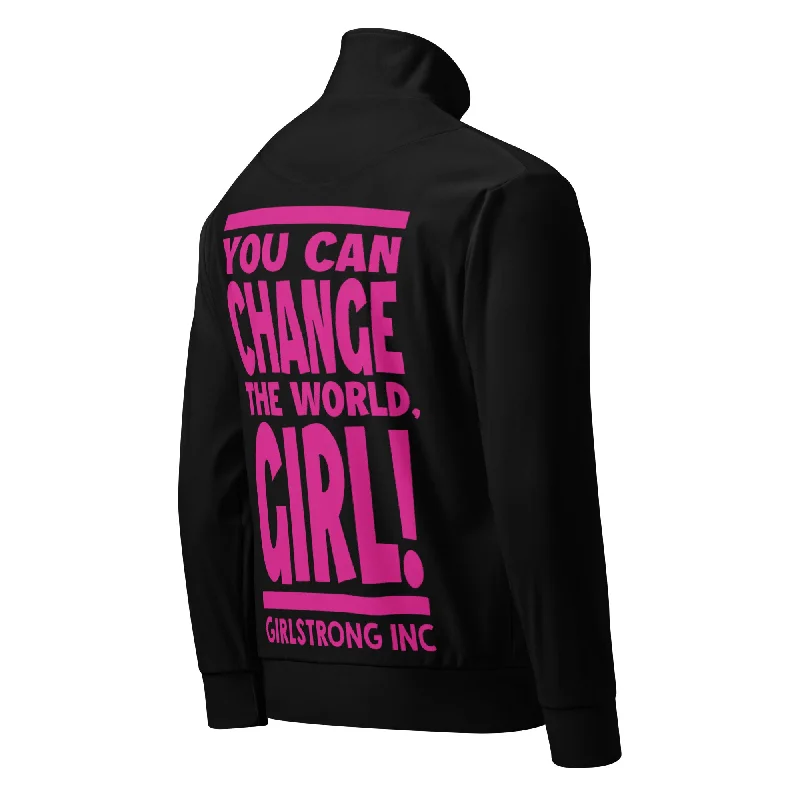 GS GRAPHIX TRACK JACKET HOT PINK - YOU CAN CHANGE THE WORLD, GIRL! Corduroy Jacket Velvet Jacket Brocade Jacket