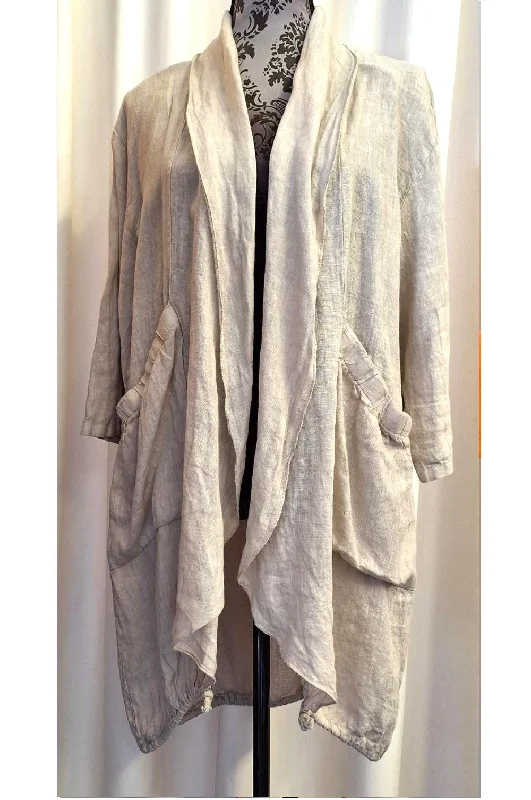 Italian Linen Jacket Beige Satin Jacket Silk Jacket Chiffon Jacket