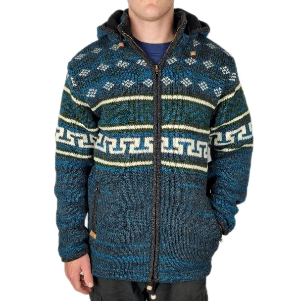 Jacket Aztec Teal Fitted Jacket Loose Jacket Oversized Jacket