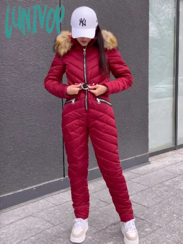 Lunivop Feather Slim Winter Parkas Women One Piece Down Jacket Woman Long Jacket Winter Ski Suit Mountaineering Abrigos De Plumas Tiered Jacket Buttoned Jacket Zippered Jacket