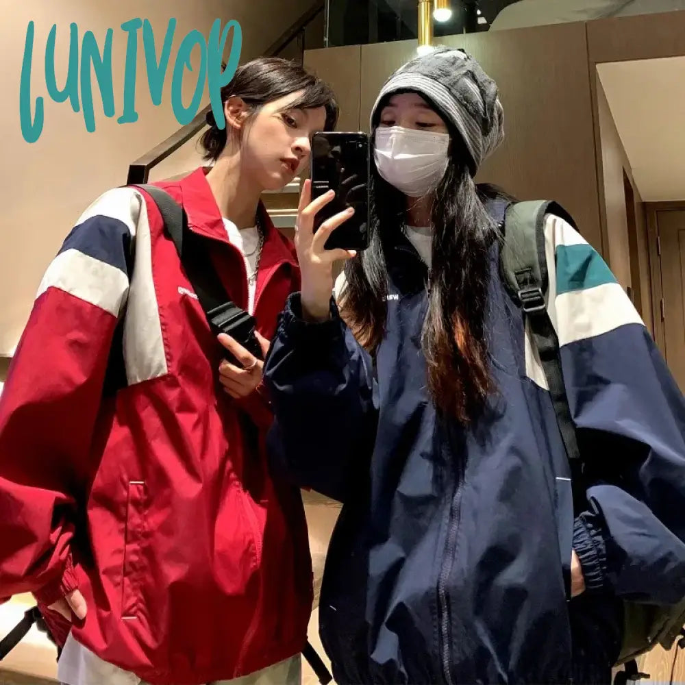 Lunivop Harajuku Fashion Jacket Women Oversized Korean Streetwear Preppy Style Vintage 2000s College Spring Jacket 2024 Korean Rayon Jacket Velvet Jacket Corduroy Jacket