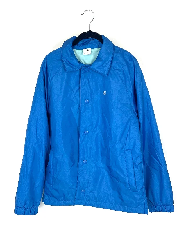 MENS Lightweight Cerulean Blue Jacket - Medium Hoodie Zip-Up Jacket Button-Up Jacket