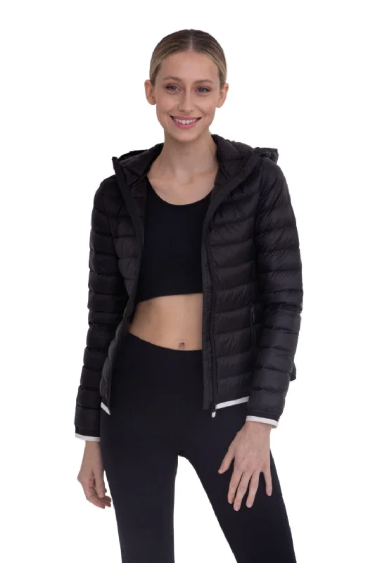 Mono B Padded Puffer Jacket with Hood SB041 Chenille Fabric Brocade Fabric Lace Fabric