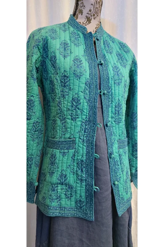 Quilted Cotton Jacket - Navy and Teal Anorak Shell Jacket Lightweight Jacket