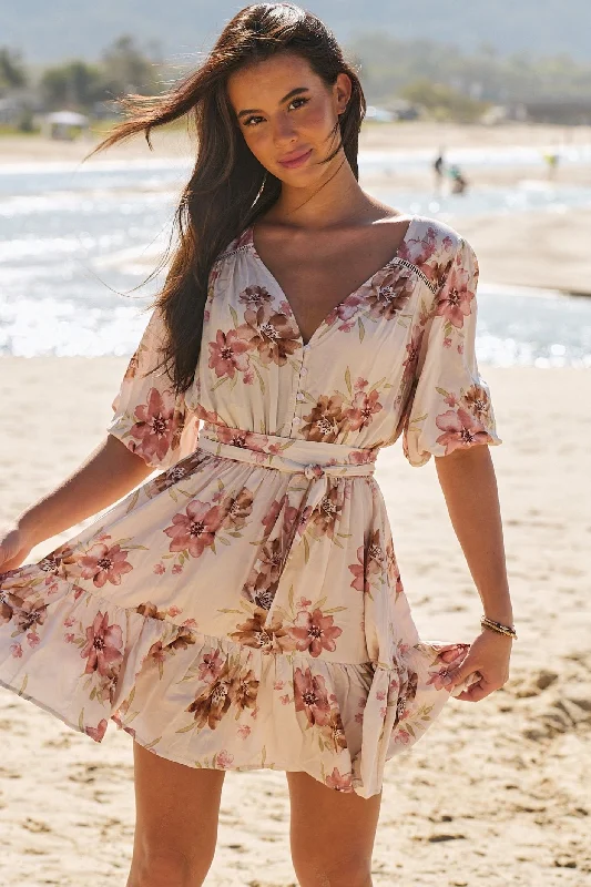 Darla Mini Dress - Pink Elegant Off-Shoulder Dress Mini