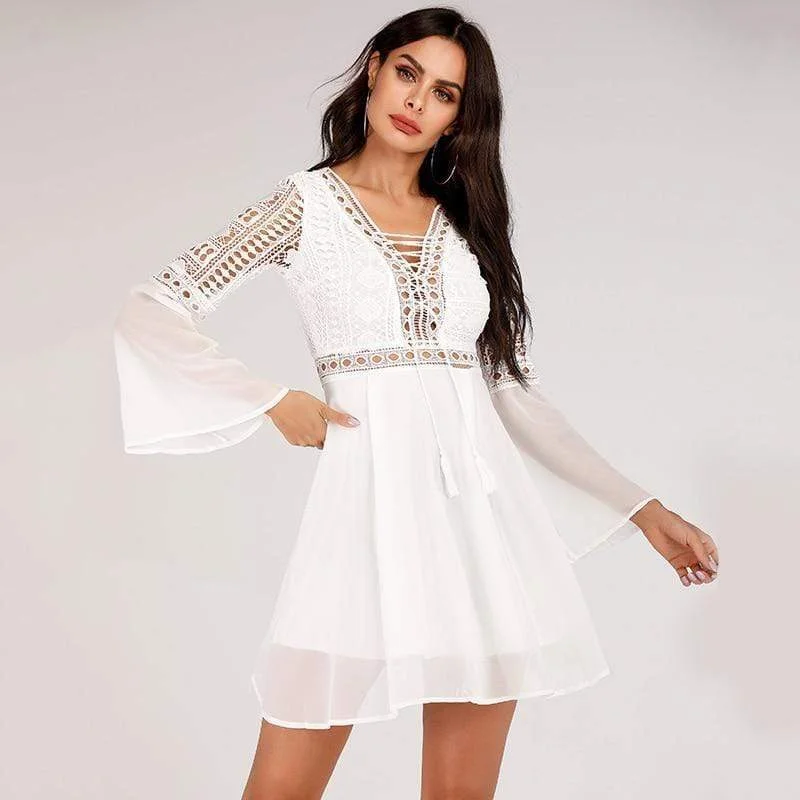 Hermione Crochet Mini Dress Trendy Floral Mini Dress