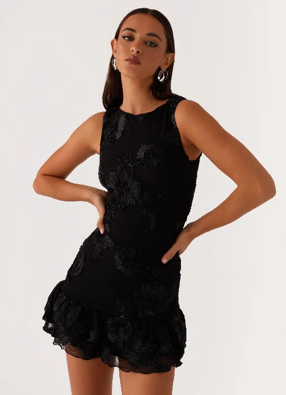 Last Dance High Neck Mini Dress - Black Elegant Velvet Mini Dress