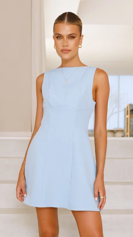 Rafiki Mini Dress - Blue Classic Shift Mini Dress