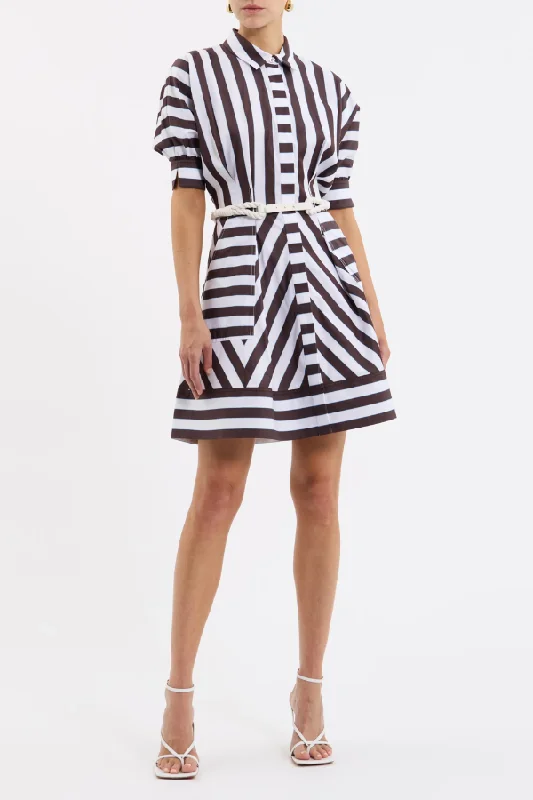 Pippa Mini Dress Stripe Elegant Off-Shoulder Dress Mini