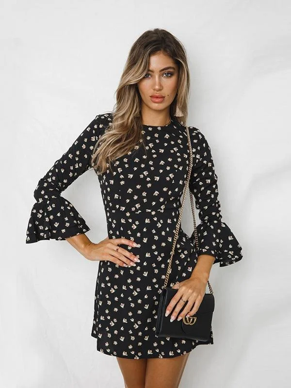 Take Me Places Floral Print Mini Dress Trendy Button-Detail Mini Dress