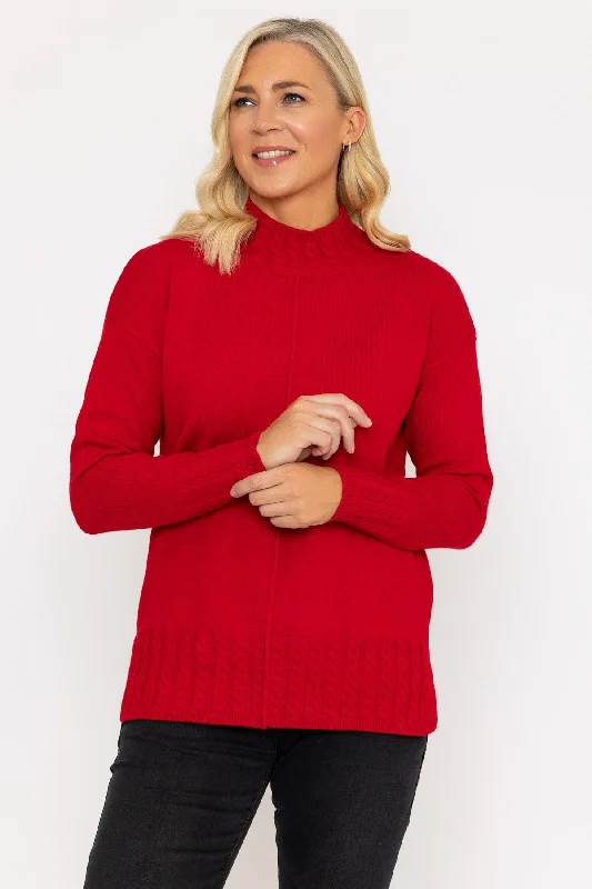 Cable Trim Jumper in Red Transparent Opaque Sheer