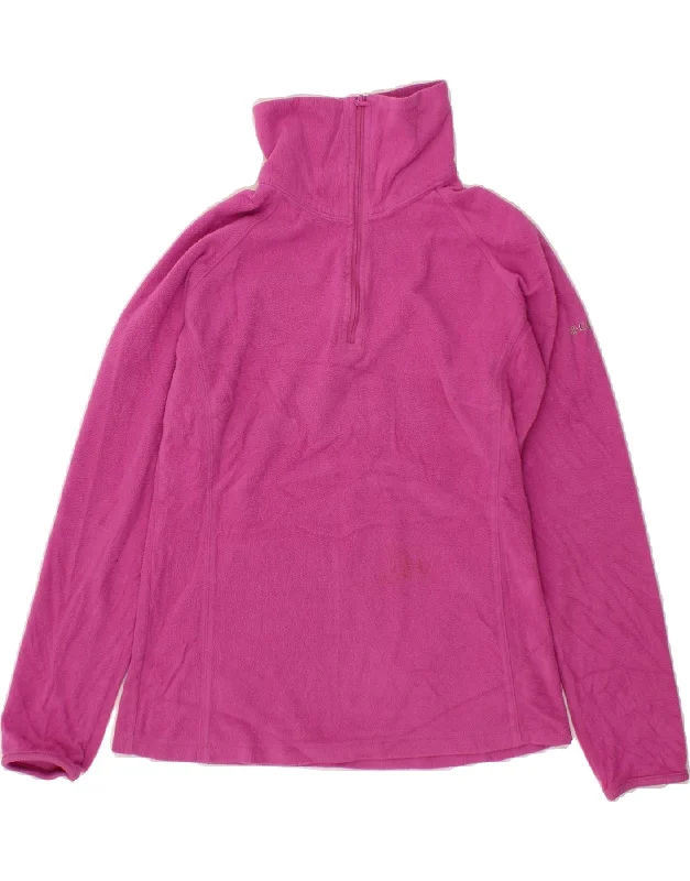 COLUMBIA Womens Zip Neck Fleece Jumper UK 14 Medium Pink Polyester Stylish Fashionable Trendy